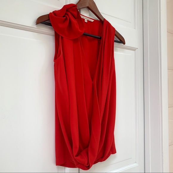 Rachel Roy GORGEOUS Red Draped Flower Blouse - Picture 3 of 10